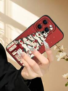 1 pieza Funda de teléfono con tema navideño, con borde elevado para la cámara y protección de bordes de cubierta de TPU, compatible con iPhone 16/15/14/13/12/11 Pro Max, Galaxy S25/S24/S23/S21 y series A54/A53/A52/A34/A15, regalo lindo para amigos, familia, parejas, cumpleaños