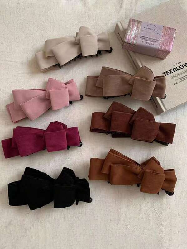 1pc Elegant Polyester Bowknot Hair Claw, Suitable For All Seasons Fall Winter Hair Clip Claw Clip Hair Accessories For Women For Vacation Outfits Woman Fashion Hair Clutch