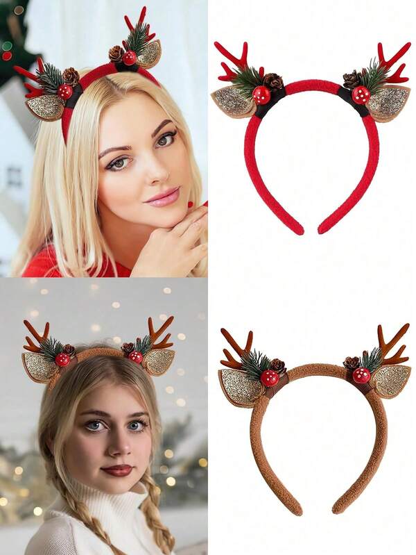 1pc Women's Christmas Reindeer Antler Headband, Glitter Reindeer Headdress, Suitable For Parties, Festivals, New Year Decorations, Christmas Element Antler Accessories Headband, Is The Best Christmas Gift For Yourself And Others, Suitable For Christmas Travel