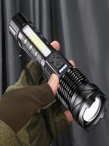 1/2/4pcs Outdoor Portable Multifunctional Flashlight With 8 LED Side Emergency Light, 1200mAh Rechargeable Battery, High Strength Material, 3 Brightness Modes, Zoom Function, Real-Time Battery Display, Suitable For Outdoor, Home, Camping, Cycling, Fishing, Car, Emergency Lighting - Essential Gift For Christmas, Halloween, Festivals - Upgraded Version-flashlight - View 14
