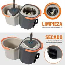 Cubo con Pedal Juego de fregona y cubeta, Cuboíble de fregona, con diseño escurridor y fregona giratoria de 360°, Set de Limpieza de Suelos Uso en húmedo y,Sistema de Limpieza hogar - 1 - Ver 2