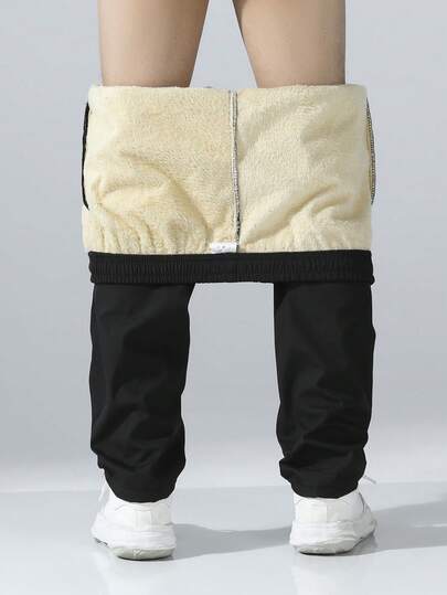 OMNIVOLUME Men's Plus Size Thermal Lined Straight Leg Pants, Warm & Casual Outdoor Sports Trousers, Autumn/Winter