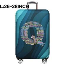 弹性行李箱套旅行箱套，带文字字母印花，适用于 18 至 32 英寸行李保护套，适用于户外旅行商务时尚图形图案，适用于男女旅行配件涤纶行李箱学生返校用品袋，适用于学校配件，行李保护器返校用品大学宿舍学生必备品，适用于男士女士假期旅行必备品户外包，适用于学校配件 - 藍色 - 查看 70