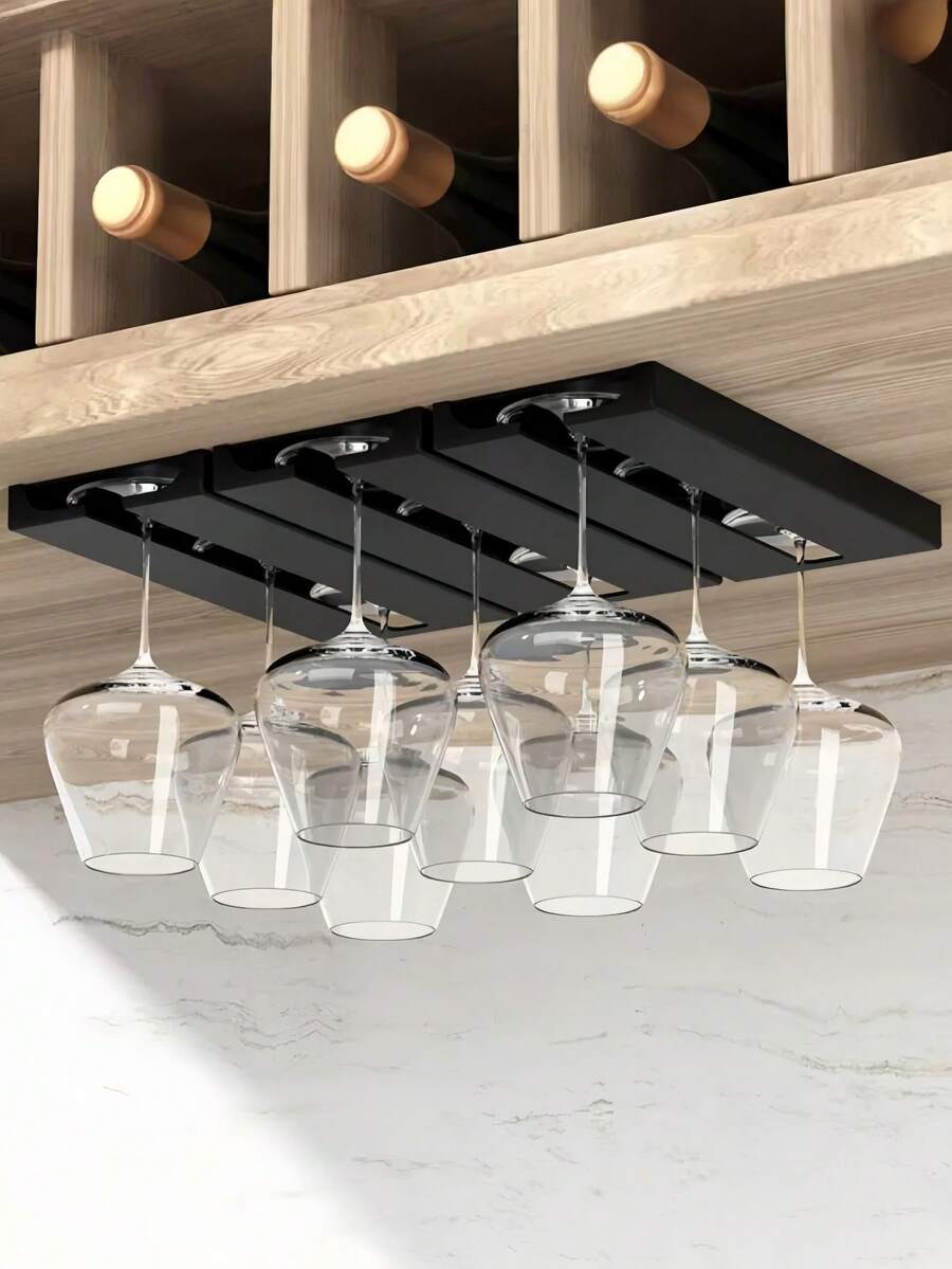 1 Piece Of Wine Glass Hanging Rack---Multi-Purpose Wine Glass Storage Rack, Easy To Install, Sturdy And Durable, With Self-Adhesive Stickers, Space-Saving, Punch-Free, Universal Cup Collector, High-Heeled Glass, Suitable For Home, Kitchen, Entrance, Living Room, Restaurant, Bar, Cabinet Under The Wine Glass Rack, Wall-Mounted Wine Rack, Storage Rack - Multicolor - View 1