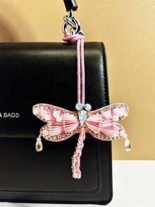 1 pieza Mochila, bolso de hombro, bolso de hombro inclinado, bolso de mano, bolso de mano, bolso de axila, bolso de maquillaje, otro bolso de almacenamiento, colgante, colgante de coche, llavero, colgante de cintura de pantalones, colgante de equipaje, colgante de identificación con diseño gráfico de libélula de estilo de color bloqueado, elegante y sencillo, versátil, alegre e interesante, adecuado para parejas, novias, estudiantes, hombres y mujeres, para ir al trabajo, citas diarias, vacaciones de verano, viajes a la playa, adecuado para hombres, vacaciones, novias, madres, pequeños regalos, regalos de cumpleaños