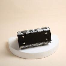 Bolso de mujer de cuero patentado brillante con estampado de serpiente, correa de hombro larga, de una sola asa, se puede llevar cruzado al hombro