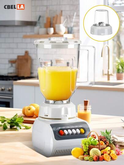 CasaBella Exprimidor y licuadora 2 en 1 para batidos y jugo de frutas,  licuadora de 4 velocidaddes con vaso vidrio de repuesta para exprimidor sirve para moler cafe salsa verde licuadora para batido con hielo, Regalo de Navidad perfecto para tu familia