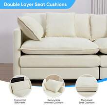 Puremind Modern 217.3'' Oversize U-Shaped Modular Sectional Sofa With 2 Ottomans,8-Seat Cloud Couch, Modern Chenille Sofa Sleeper Deep Seat Couches - 米色 - 查看 6