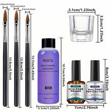 Kit de vernis à ongles acrylique liquide monomère, 75 ml – Qualité professionnelle, sans huile, avec 3 pinceaux à ongles et un récipient en verre pour extensions et nail art. - Multicolore - Voir 6