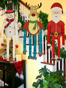 1 szt. Wiszące ozdoby świąteczne, rozsuwane nogi i ramiona, urocze renifery/święty Mikołaj/bałwan, dekoracja na przyjęcie w domu na drzewie