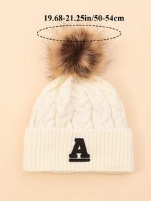 1 件儿童刺绣条纹字母白色针织帽，经典时尚休闲帽，适合男孩和女孩秋冬日常穿着和返校 - 彩色 - 查看 9