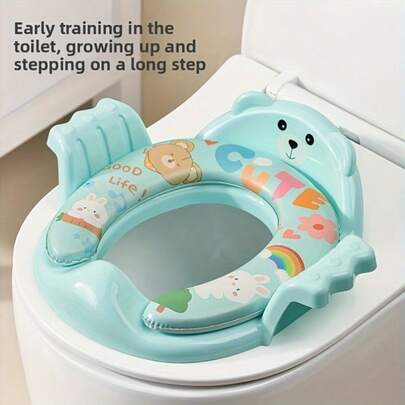 适合儿童和幼儿的厚彩色便携式旅行便盆座椅，防滑可折叠卡通图案马桶训练座椅套，儿童浴室配件