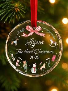 1pc Customized Children's Name Christmas Acrylic Ornament, Personalized Christmas Decoration, Customized Christmas Tree Decor, Personalized Children's Party Decoration Props, Children's Birthday Party Gifts For Girls Or Boys, Personalized First Christmas Memorabilia