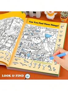 32 Pages/Set Hot-Selling Look & Find Object-Finding Book, Parent-Child Interactive Search Game Book, Find The Hidden Pictures Book, Interactive Search And Draw Activity Book, Engaging Hide And Seek Themed Pages (Random Delivery) - Multicolor - View 1