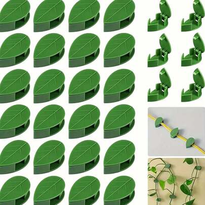 1/10/20/30 Pcs Plant Wall Fixing Clips For Climbing Plants Invisible Vine Traction Support Bracket With Sticker Fixing For Indoor Outdoor Garden Decoration (Green Leaves), Christmas Gifts