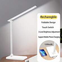 1pc Touch Control Table Lamp, Support Mobile Phone Charging, Three Levels Of Brightness Adjustment Desk Lamp, Suitable For Office Work And Reading - White - View 13