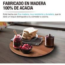 Lazy Susan Giratorio De Madera De Acacia (38 Cm) - Centro De Mesa Organizador, Ideal Como Especiero Y Botanero Para Cocina - 1 - Ver 2