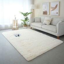 1 块厚实纯色长毛绒地毯，适用于卧室床边客厅，可折叠和压缩，便于运输，但有弹性，房间装饰 - 白色 - 查看 6