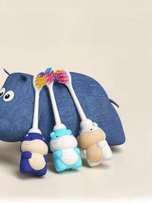 1 szt. szczoteczka do zębów dla dzieci z miękkim włosiem i kreskówkową, uroczą wydrą, szczoteczka do zębów dla niemowląt 0-3 lat, szczoteczka do zębów dla dzieci 3-6 lat, szczoteczka do zębów dostosowana do wieku, dokładne czyszczenie i usuwanie plam, szczoteczka do nauki szczoteczki dla niemowląt