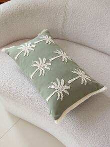 1 件绿色刺绣椰子树装饰抱枕套，适合室内装饰，四季皆宜，不含枕芯 - 綠色 - 查看 9