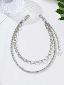 1pc Retro Elegant Hip Hop Style Star Unisex Pants Chain, Suitable For Everyday Wear - Silver - View 6