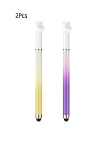Ombre Color Stylus Pen With Stand, Dual-Tip Capacitive Stylus For Smartphone, Tablet, Video Editing, Drawing, Office Writing