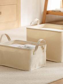 1PC Large Capacity Clothes Basket Laundry Hamper For Dirty Clothing Toys And Sundries Versatile Organizer Box For Bedroom Bathroom And Home /Summer/Back To School - Beige - View 8