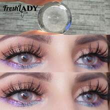 FRESH LADY Freshlady 镜片，适合在校学生，处方极光灰色彩色隐形眼镜，1 年一次性，万圣节服装角色扮演 - 淺灰色 - 查看 8