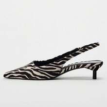 Fashion Leopard Print Slingback Pumps Shoes For Women Pointed Toe Kitten Heelshalloween - 181豹紋 - 查看 9
