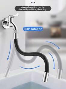 1 件旋转水龙头延长软管，通用浴室厨房水槽喷头水龙头延长器柔性管 - 黑色 - 查看 2
