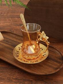 1 Set di tazze per tè/caffè in vetro colorato di stile mediorientale/europeo, adatto per ristoranti, hotel e uso domestico