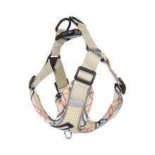 时尚印花狗背带和牵引绳套装，透气网眼，带反光细节，防逃脱，舒适，适合法国斗牛犬等中小型犬，耐用的户外探险散步装备，时尚散步必备宠物配件