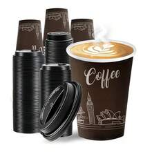 12oz Disposable Paper Cup With Lid For Coffee - 巧克力 - 查看 3