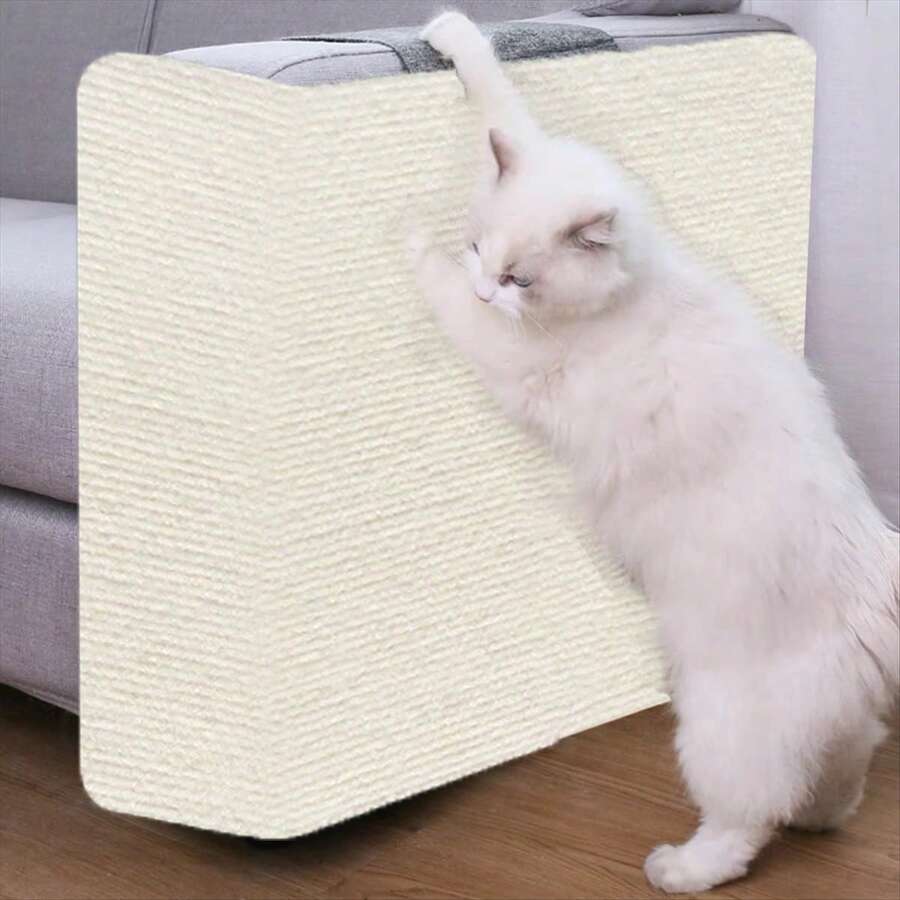 1 件自粘式猫抓垫，用于墙壁、地毯、沙发和家具保护，适用于猫抓柱防猫抓垫可修剪自粘式地毯垫猫宠物抓板家具沙发角落室内沙发墙壁保护器，猫抓用品 - 白色 - 查看 1