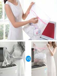1/3/4pcs Zipper Mesh Laundry Bags, Honeycomb Laundry Washing Bag, Suitable For Clothing, Shirts, Bras, Socks, Pantyhose, Underwear, Travel Storage Bag,Spring,Minimalist,Summer Tops - 洗衣袋 - 查看 5