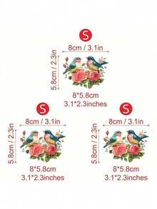 1/2/3pcs Set Cute Colored Pencil Sparrow & Rose Heat Transfer Stickers - Comfortable Floral And Bird Pattern Iron-On Patches For Decorating Jackets, T-Shirts, Bags, Pillows, Baseball Caps, Etc.