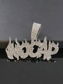1 Set Alloy Full Diamond Letter "NOCAP" Pendant 15mm Rhombus Cuban Chain Necklace, Bracelet, Blue Watch, Personalized Men's Hip Hop Style Accessories - Red - View 21