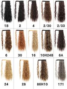 Tóc giả đuôi ngựa dài 18-30 inch màu đen, nâu và vàng, xoăn gợn sóng, có khóa dán, kiểu tóc bông xù, thích hợp cho phụ nữ và bé gái, dự tiệc và sử dụng hàng ngày. - Black-brown - Xem 7