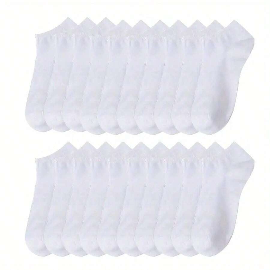 5 Pairs Of Black, White, And Gray Short Socks Suitable For All Seasons,For Both Men And Women, Suitable For Daily Casual Wear - trắng - Xem 1