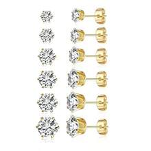 1 Pair Hiphop Style Earrings, Copper Framed Synthetic Zirconia Earrings With Dollar Sign Design, Minimalist & Personalized