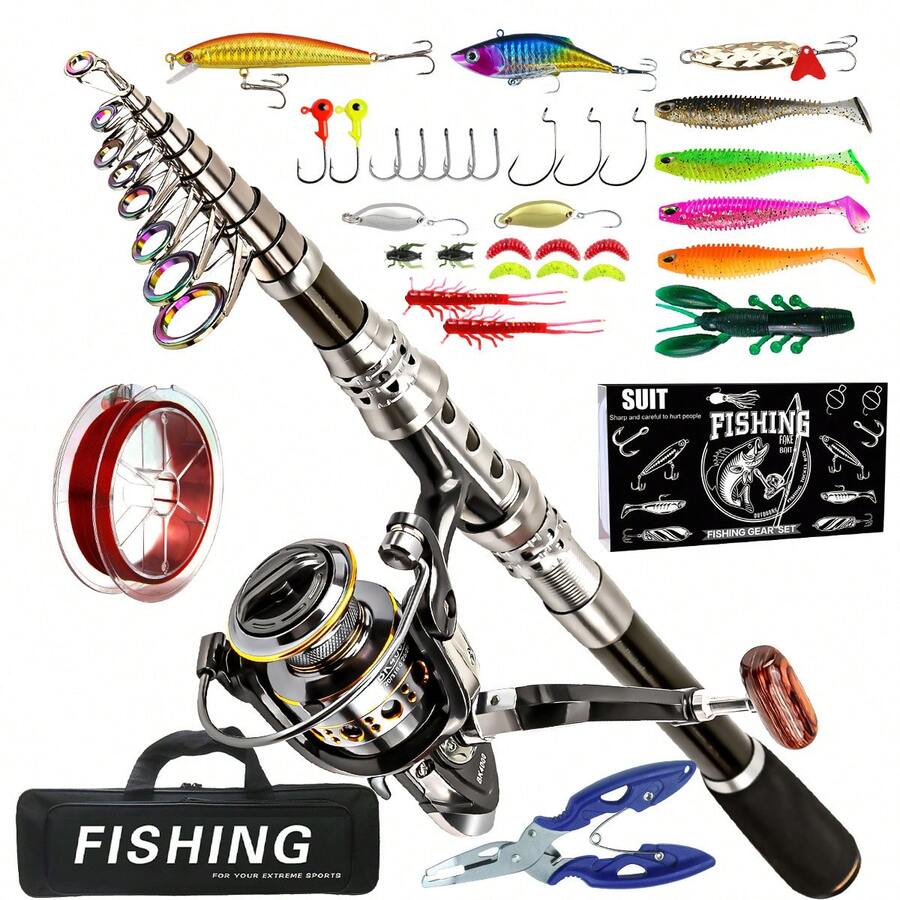Fishing Rod And Reel Combo, Carbon Fiber Telescopic Fishing Pole - Spinning Reel Fishing Carrier Bag, Fishing, Freshwater And Fishing Rod Kit, Travel Fishing Kit For, Fishing Rod, Fishing Accessories