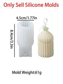 1pc Striped Castle Candle Silicone Mold, Bohemian Style, Suitable For Home Decor, Room Decor, Wedding Decor, Tabletop Decor, Handmade Candle & Soap Mold, Epoxy Resin Plaster Mold, Gift For Women, Birthday Gift, Gift For Best Friend, DIY Gift - White - View 8