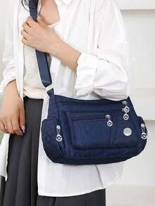 Túi đeo chéo phong cách retro Ins, dung tích lớn, dây đeo vai điều chỉnh được, túi xách tay, túi da xếp ly, túi đeo vai cá nhân hóa mới dành cho nam giới, thích hợp cho sinh hoạt thường ngày, đi làm, du lịch, đi học, đại học, quà tặng Valentine, túi du lịch. - Màu xanh lam - Xem 6