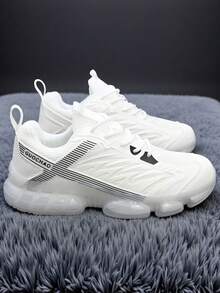 2025 New Men's Casual Sports Shoes, Thick Sole, Height Increasing, Anti-Slip, Wear-Resistant, Mesh Upper, Breathable, Soft & Comfortable, Air Cushion Shock Absorption, Suitable For Students, Fitness, Campus, Running, Color Matching