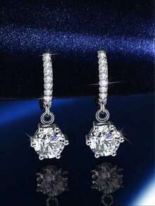 1 Pair Elegant Cubic Zirconia Hoop Earrings For Women,Lightweight Drop Earrings Fashion Pretty Drop Earrings,Mini Hoop Earrings,Suitable For Daily, Party, Vacation, Wedding,Formal Gifts Wear Jewelry Accessories