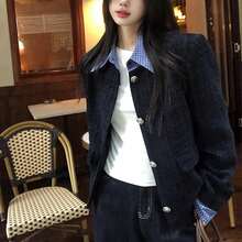 韩版温柔新款外套单排扣二合一外套修身优雅长袖上衣女开衫秋季 - 黑色 - 查看 2