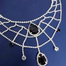 New Gothic Vampire Teardrop Red Ruby Pendant Necklace, Rhinestone Accessory For Halloween, European Style - Multicolor - View 7