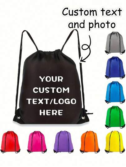 Custom Backpacks, Personalized Picture Logo Text, Double Shoulder Drawstring Closure, Hot Style, Handbag Jewelry Packaging Bag, Polyester Gift Bag Fitness Drawstring Bag, For School Gym Travel