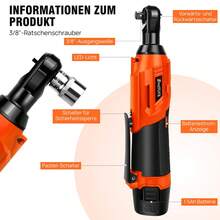 HSHa Akku-Elektro-Ratschenschlüssel, Power-Ratschenschlüssel-Set mit 2 Akkus, 7 Steckschlüsseleinsätzen, Reparaturwerkzeug für Autoreifen, Autozubehör, Heimwerkerarbeiten