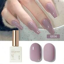 1 Bottle 15ml Light Purple Glossy Gel Nail Polish, 15ml Removable Glitter Gel Nail Polish, Suitable For All Seasons - Home Manicure Salon DIY Nail Art Decoration Gift - Mauve Purple - View 7